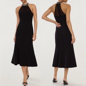 NWT🔖LIKELY Black Lirio Rhinestone Sleeveless Midi Dress